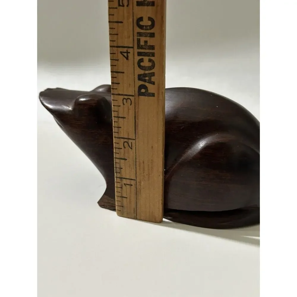 Vintage Hand Carved Decor Wood Ironwood Heavy Frog‎ Decoy Figurine Paper weight